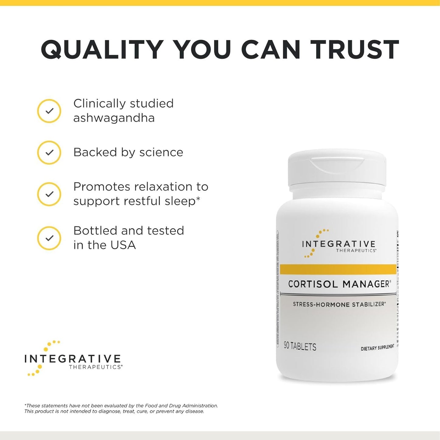 Integrative Therapeutics Cortisol Manager - Balance Cortisol & Support Relaxation for Restful Sleep* - Includes Ashwagandha & L-Theanine for Confidence with Less Stress* - 90 Tablets